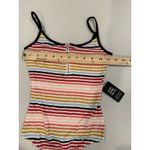 BCBGeneration NEW BCBGenertation Tank Bodysuit Womens XXS Striped Stretch 1/4 Zip Colorful Photo 3
