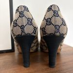 Gucci Interlocking GG Monogram Web Canvas Heels 37.5 Box Authenticated COA 7.5 Photo 5