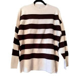 Mango  Brown/Cream stripe 100% Viscose pull over sweater preppy trending classic Photo 0