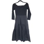 NWOT Tuckernuck Black 3/4 Sleeve Off the Shoulder Marissa Tiered Midi Dress Sz S Photo 3