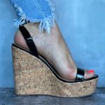 Schutz Wedges black patent leather espadrilles sandals size 11 but runs small Photo 2