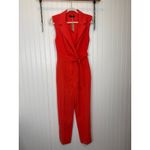 Mango NWT  Red - Coral Belt Wrap Jumpsuit Sleeveless Notched Lapel Size XS Photo 1