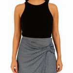 Ann Taylor Black White Houndstooth Bow Detail Knee Length Skirt Size 12P Photo 0