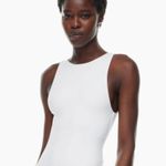 Aritzia  Babaton Taupe Contour 90s Bodysuit High-Crewneck Bodysuit Size 2XS #7670 Photo 2