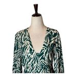 Ba&sh  Dress Women 2 Green Ivory‎ Vuzy Abstract Print V Neck Button Down Mini Photo 3