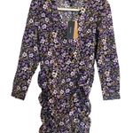 VERO MODA Isa Floral Print Long Sleeve Mini Dress Women’s Size S Ruched NWT Photo 3