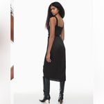 Wilfred Aritzia Saturn Satin Tie Waist Midi Dress Black XS Cocktail Photo 4