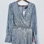 Mac Duggal  Silver Sequin Long Sleeve V Neck Elegant Evening Gown‎ Black Tie 10 Photo 13