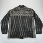 Lands' End Wool Fair Isle Full Zip Cardigan Sweater Nordic Gray Cream M Photo 9