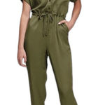 Gap NWT  Short Sleeve Button Up Army Jacket Green Jumpsuit‎ 4 Photo 0