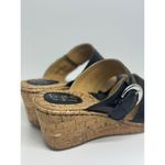 BOC Black Leather Cork Wedge Sandals Buckle Heels C19003 Women Size 10 Photo 2