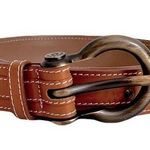 Burberry Brown Leather Top Stitched, Studded Belt, Size 110/40 Photo 0