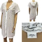 Jaclyn Smith White Lace Full Zip Up Hooded Short Sleeve Swim Coverup Womens L Photo 1