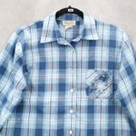 Teddi Blue Plaid Flannel Western Long Sleeve Button Up VTG College Petite Small Photo 2