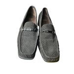 Stuart Weitzman  Size 8 Black Suede Perforated Beaded Chunky Heel Loafer #S87-8‎ Photo 7