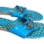 White Stag  Blue and White Polka Dot Sandals Photo 0