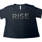 Athleta  Black‎ Rise Cropped Short Sleeve Athletic Athleisure Tee Shirt Medium Photo 0