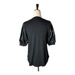 Another Love Shirt Women XS Black Faux Leather Puff Short Sleeve Melrose Top Photo 2