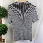 Juliana Collezione 100% Silk Gray & Black Ribbed Knit Short Sleeve Top M Size M Photo 1