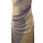 ZARA Women's Multicolor Tie-Dye Ruched Tulle Strapless Midi Bodycon Dress Size S Photo 0