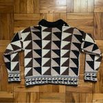 Talbots Vintage Hand Knit Tan Patterned Collared Cardigan Sweater - Small Photo 1