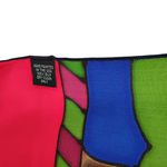 Handmade Hand Painted Silk Christmas Scarf Tree Angels Blue Red Green Made in USA Photo 2