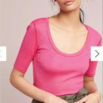 Anthropologie Anthropology by Michael Stars Shine Hot Pink Scoop Neck Top Size XS/S Short Sl Photo 3