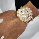 Gold with Crystal Open End Cuff Bracelet and Tassel Photo 5