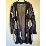 Marled Clothing Chunky plaid faux fur cardigan women’s M cozy preppy dark academ Black Size M Photo 2