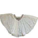 Free People  star gazer Lily white sheer stretchy gauze poncho boho top sz small Photo 5