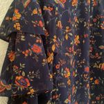 Madewell  Ruffle Tiered Floral Peasant Top Boho Vines Blue Blouse Feminine Fall Photo 2