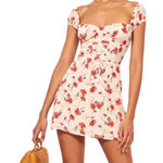 Reformation Jess Jubilee Dress Size 6 White Red Floral Puff Sleeve Mini Photo 0