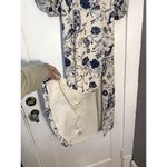 Abercrombie & Fitch  Camille Puff Sleeve Midi Dress Blue and White Floral NWOT Photo 3