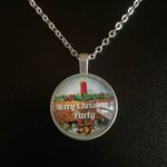 Silver chain Merry Christmas party necklace Photo 1
