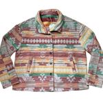 Bellesumyee Boho Flannel Shacket Button Down Trucker Neutral Aztec XL Fall NWT Tan Photo 0