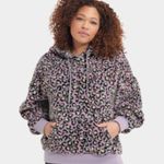 UGG  Loyra Sherpa Hoodie Sweater Plush Fleece Pullover SOFT Animal Print Sz Small Photo 9