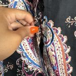 Chico's  Paisley Print‎ Black Multi Long Sleeve Blouse No Iron 16/18 Chico Size 3 Photo 5