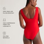 Quince NWT Cherry Red Women’s Italian Plunge One-Piece Swimsuit Sz L 🍒 Photo 3