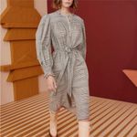 Ulla Johnson  Fiora‎ Cotton Long Sleeve Midi Dress Okapi Stripe Neutral Size 0 Photo 4