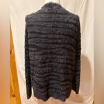 Trucloth Womens Striped Fuzzy Eyelash Knit Cardigan Sweater Sz L Black Size L Photo 1