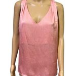 Donna Karan Pink Charmeuse Textured Sleeveless V Neck Lined Blouse Top Medium Photo 0