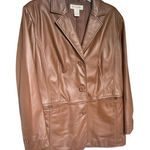Preston & York  Women’s Lambskin Leather Jacket Brown Size L Photo 0