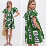 Hunter Bell  Wilkes Dress Herring Green Puff Sleeve Cotton Size Medium NWT Photo 2