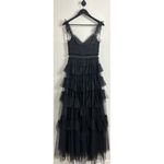 Betsy and Adam Tiered Ruffle Tulle Gown in Black Size US 4 Photo 3