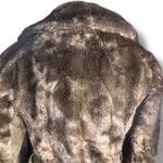 Vintage 70s Tocci England Faux Fur Suede Belted Coat Burgundy Lined Elegant Boho Brown Size M Photo 8