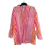 Beach Riot  Alexa Top PL Sunset Stripes Cotton Coverup Pink Orange Resortwear Photo 1