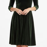 Unique Vintage  Elegant olive Green Velvet Dress Photo 0