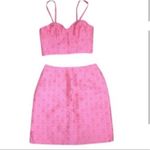 Gianni Bini  2-Piece Floral Neon Pink Pencil Skirt & Adjustable Top SET Size 0 Photo 2