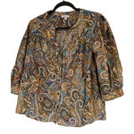 Current Air  Paisley Print Blouse with Puff Sleeves -  Women's Small Boho Rayon Photo 0