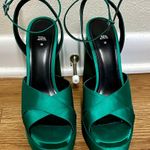 ZARA Square toe Block Heels Platform Floral Sandals Photo 2